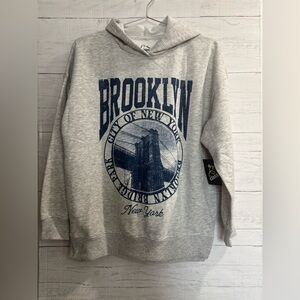 NWT Brooklyn New York Hoodie Youth XL Gray Graphic Sweatshirt Art Class